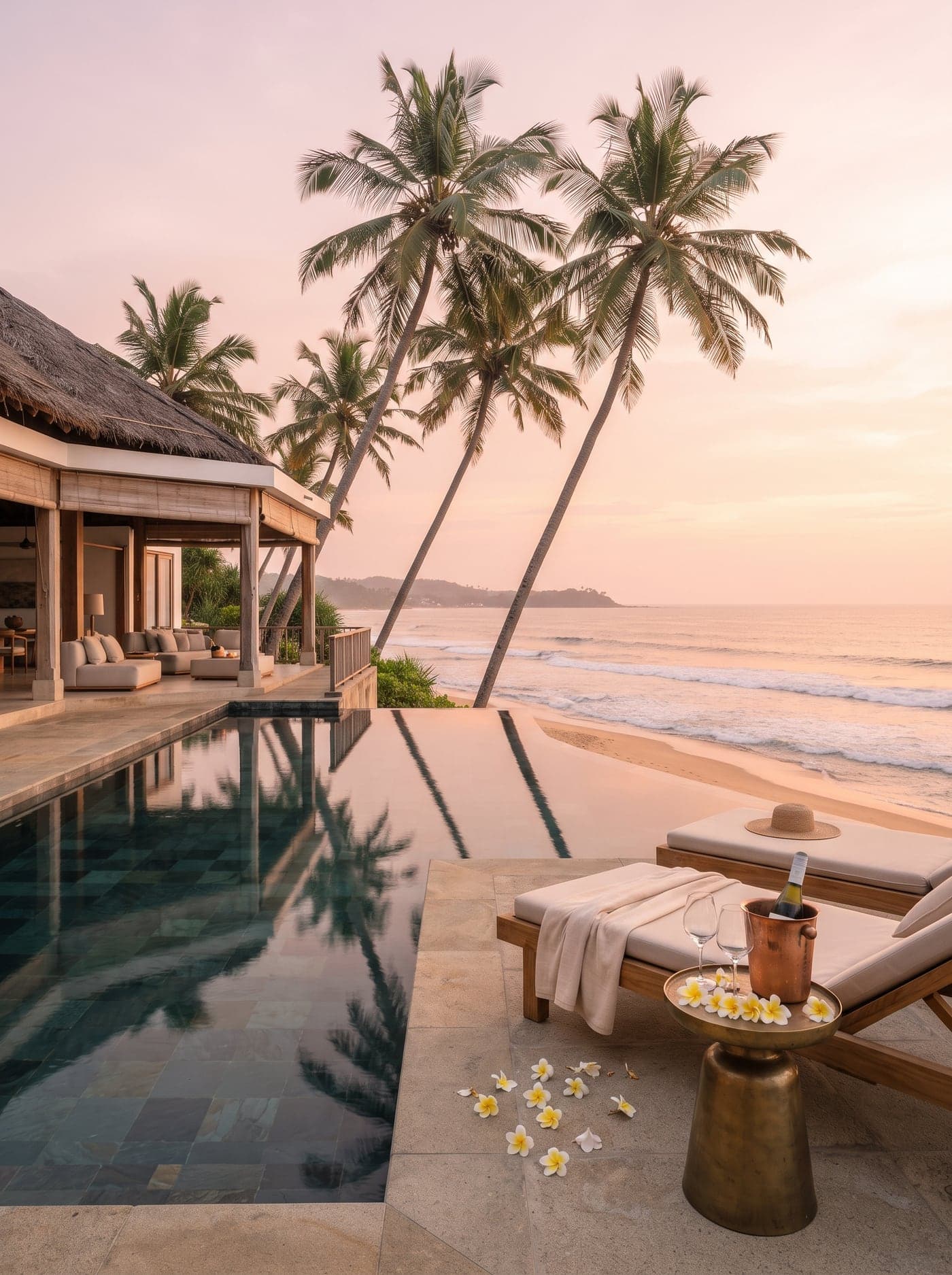 Luxury private boutique pavilion pool overlooking the sea